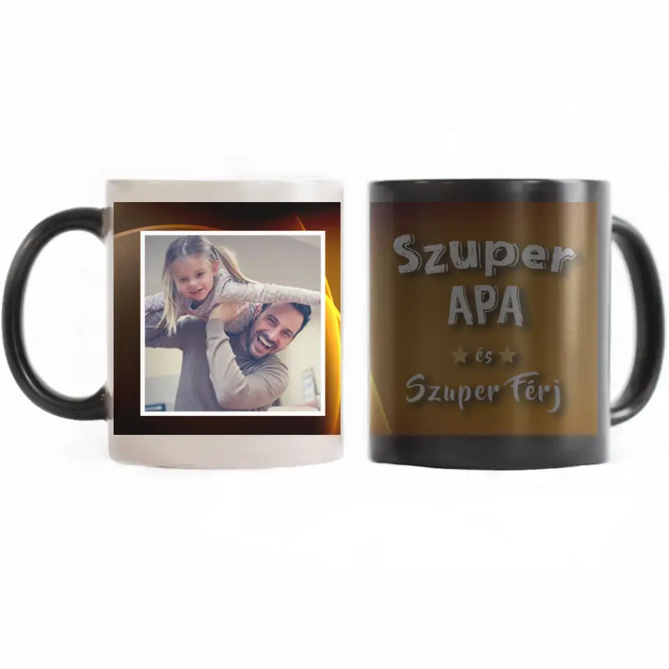 Apák napi feliratos bögre saját fotóval