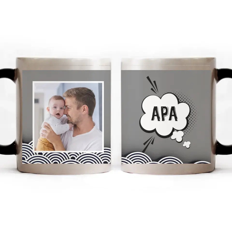 Szürke apák napi bögre saját fotóval és felirattal