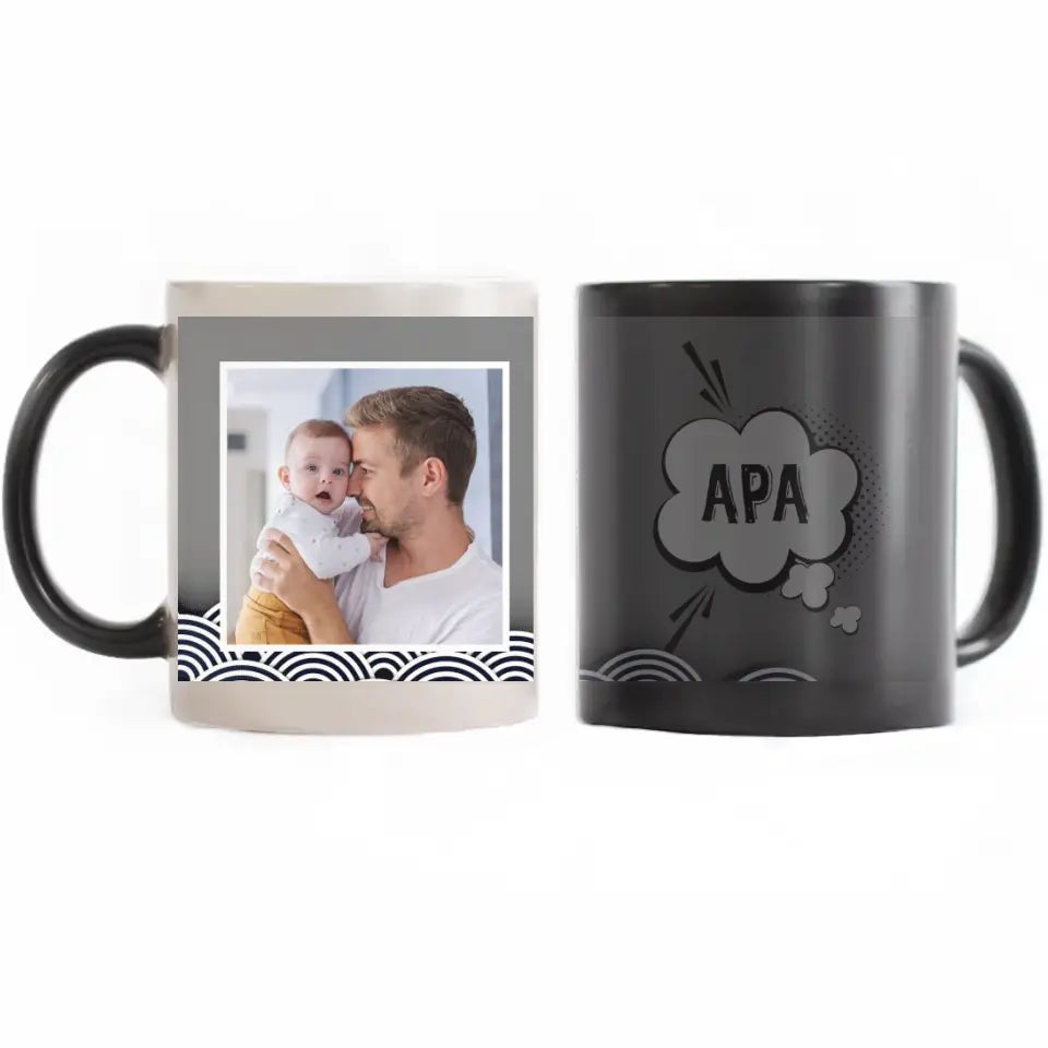 Szürke apák napi bögre saját fotóval és felirattal