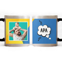 Sárga-kék apák napi bögre saját képpel és felirattal