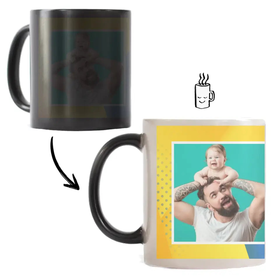 Sárga-kék apák napi bögre saját képpel és felirattal