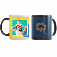 Sárga-kék apák napi bögre saját képpel és felirattal