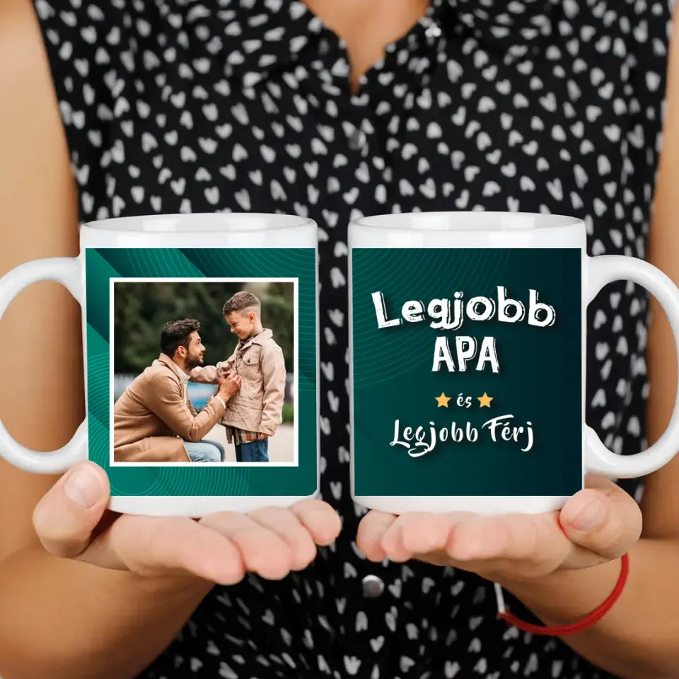 Saját fotós apák napi bögre egyedi szöveggel
