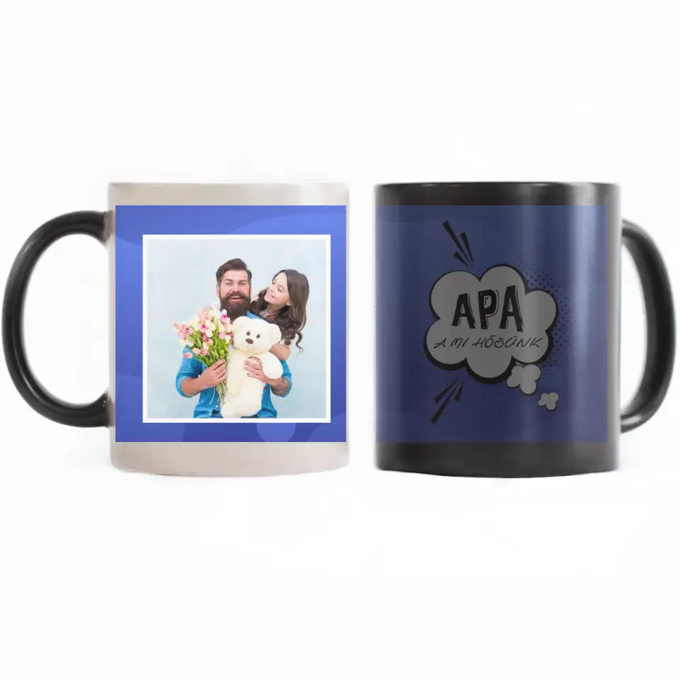 Bögre saját képpel és felirattal apák napjára