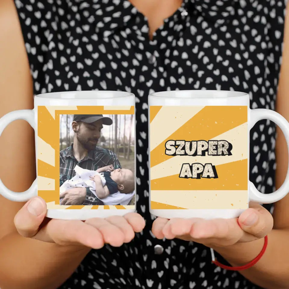 Egyedi képes apa feliratos ajándék bögre