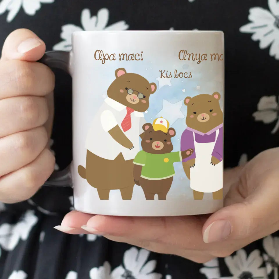 Mackó családos apák napi bögre