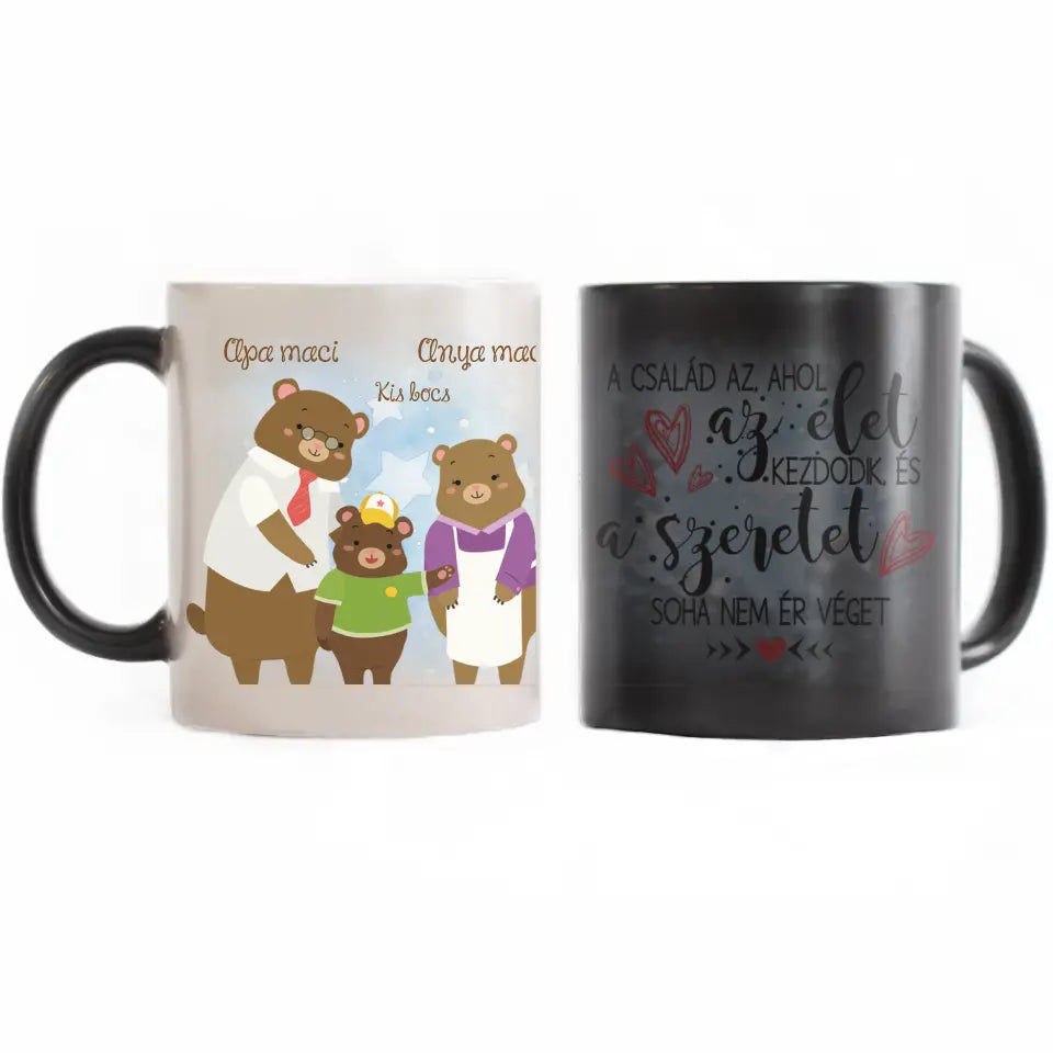 Mackó családos apák napi bögre