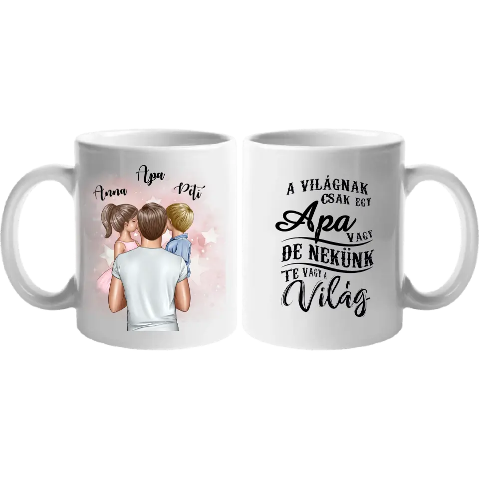 Apa két kisgyerekkel bögre