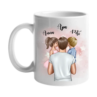 Apa két kisgyerekkel bögre