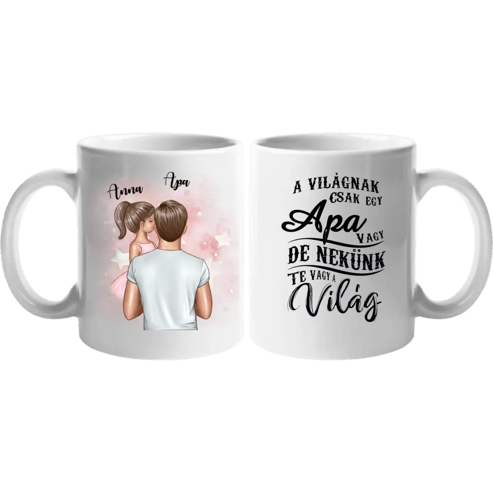 Apa kislánnyal bögre