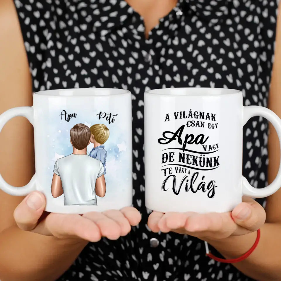 Apa kisfiúval egyedi bögre