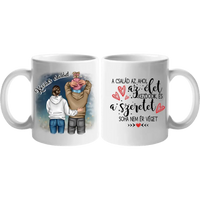 Család kislánnyal mintás egyedi bögre