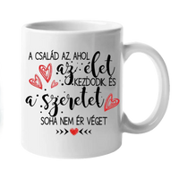 Család kislánnyal mintás egyedi bögre