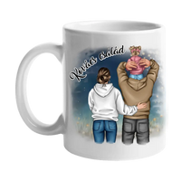 Család kislánnyal mintás egyedi bögre