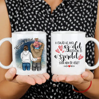 Család kislánnyal mintás egyedi bögre