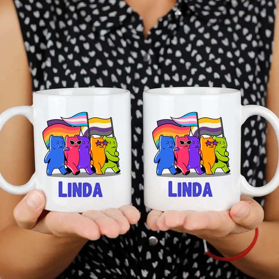 Pride állatos bögre névvel