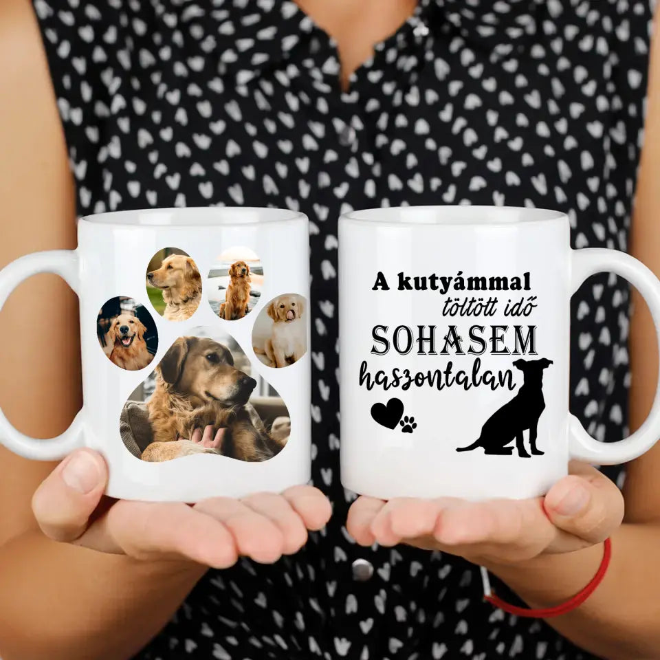 Egyedi fotós kutyás bögre idézettel 