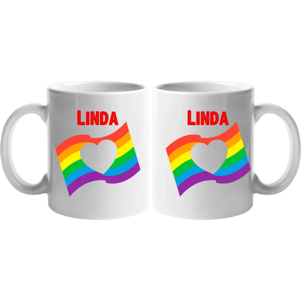 Pride szív bögre névvel
