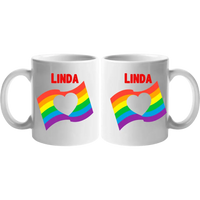 Pride szív bögre névvel