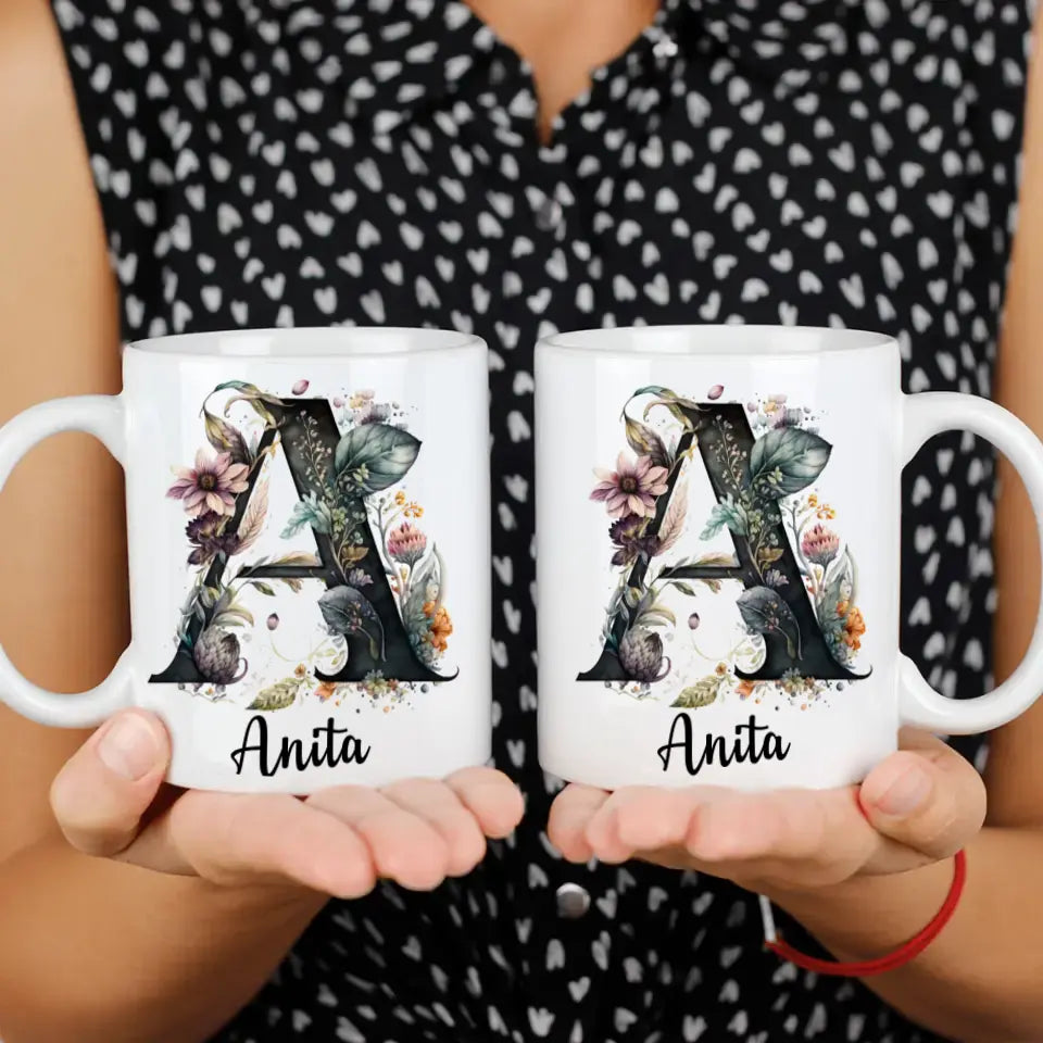 Virágos egyedi neves bögre