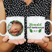 Karácsonyi babás bögre egyedi képpel