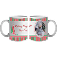 Karácsonyi egyedi képes csíkos bögre 