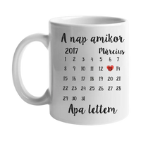 Egyedi bögre apáknak naptárral és képpel