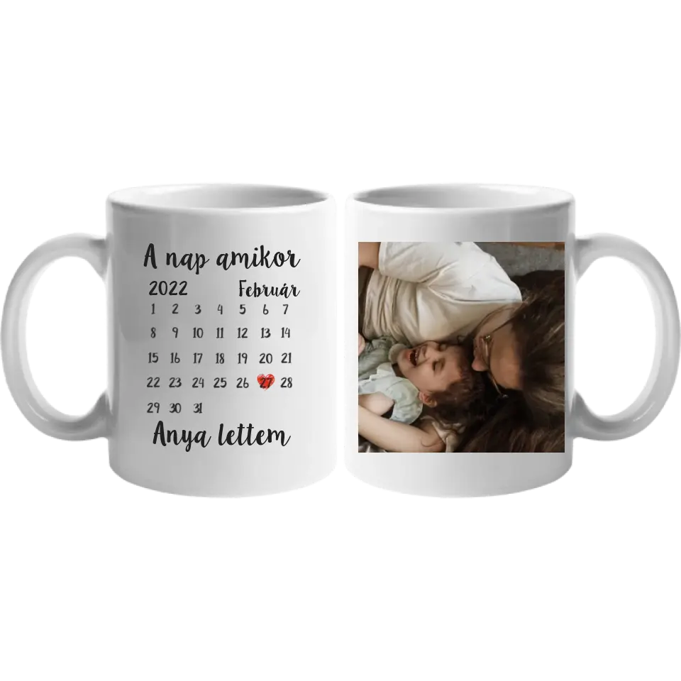 Egyedi bögre anyáknak naptárral és képpel