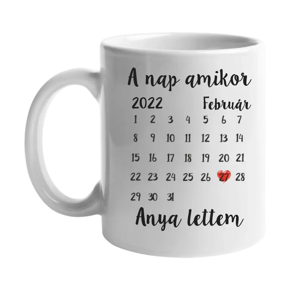 Egyedi bögre anyáknak naptárral és képpel