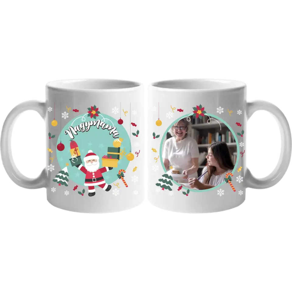 Karácsonyi télapós bögre egyedi képpel