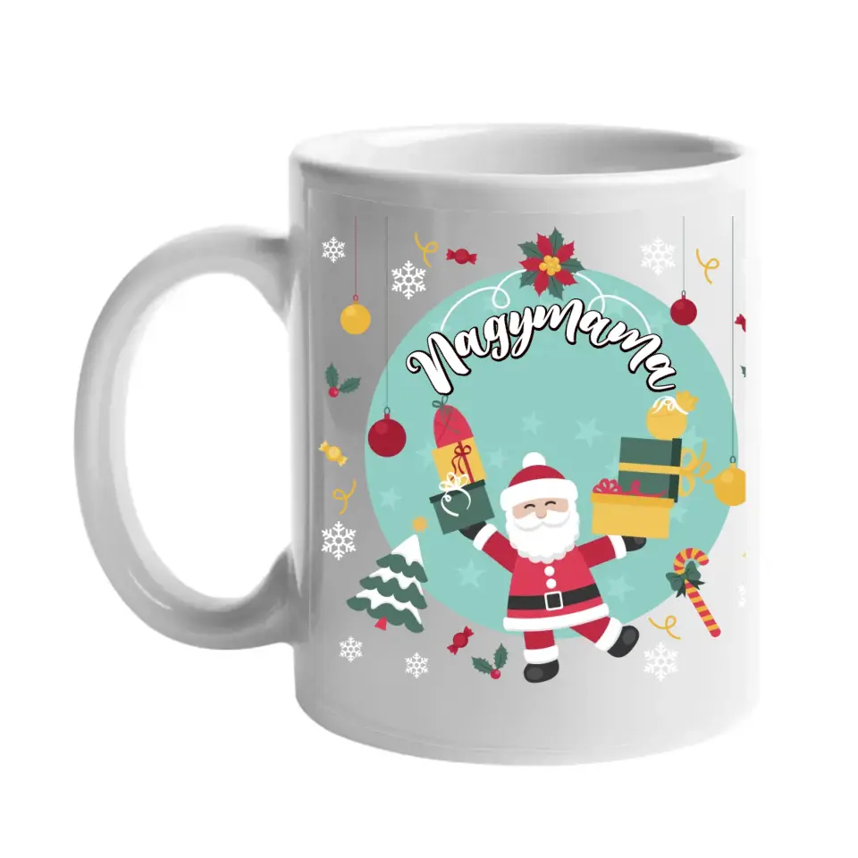 Karácsonyi télapós bögre egyedi képpel