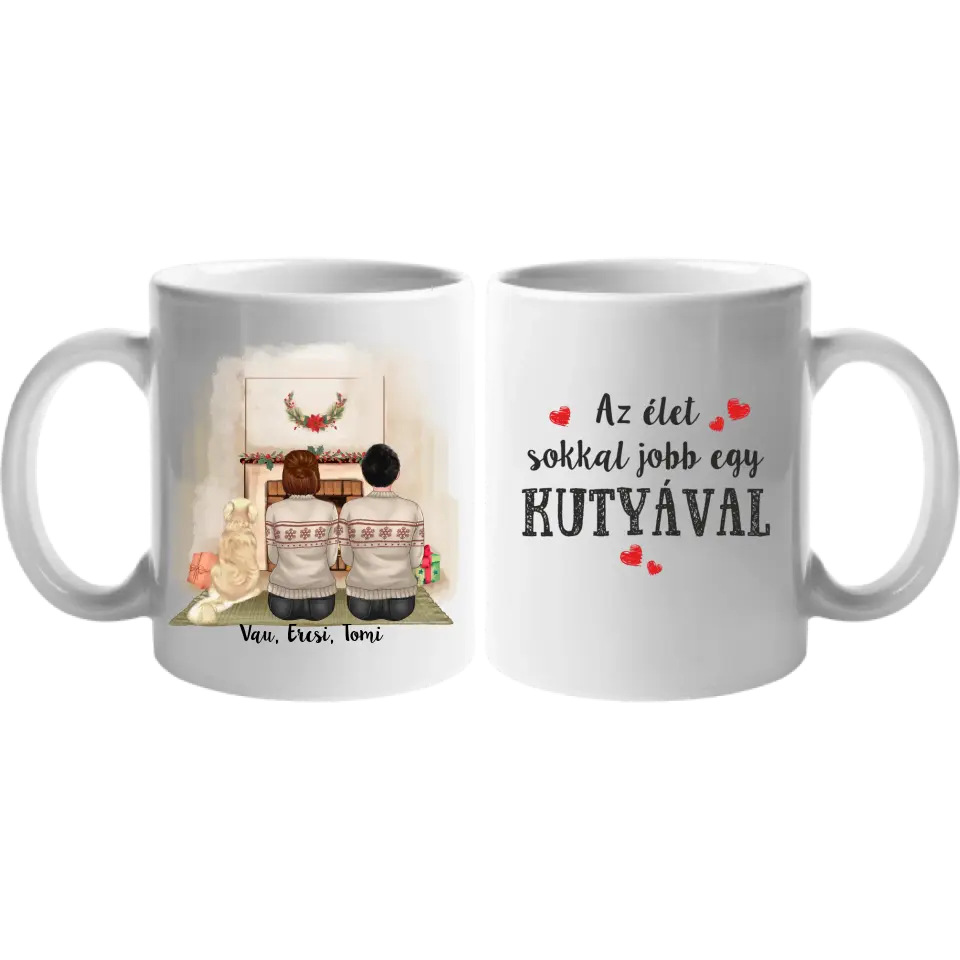 Kutyás karácsonyi bögre pároknak egy kutyával