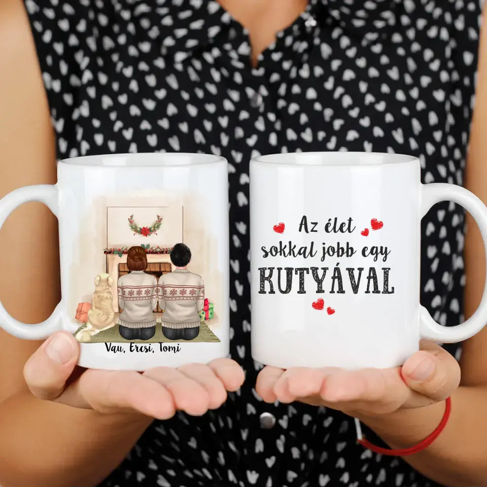 Kutyás karácsonyi bögre pároknak egy kutyával