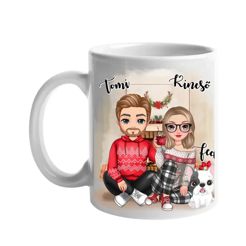 Karácsonyi cuki páros bögre kutyával