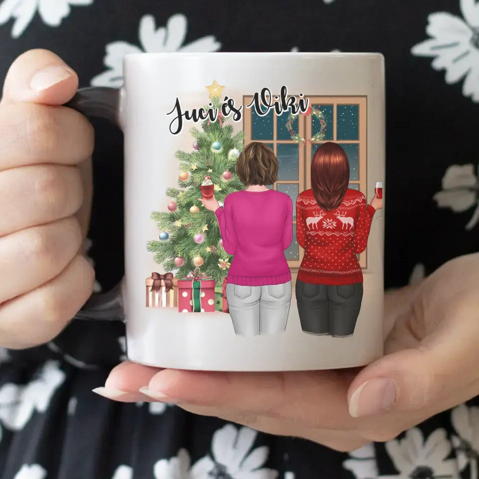 Karácsonyi legjobb barátnők háttal bögre