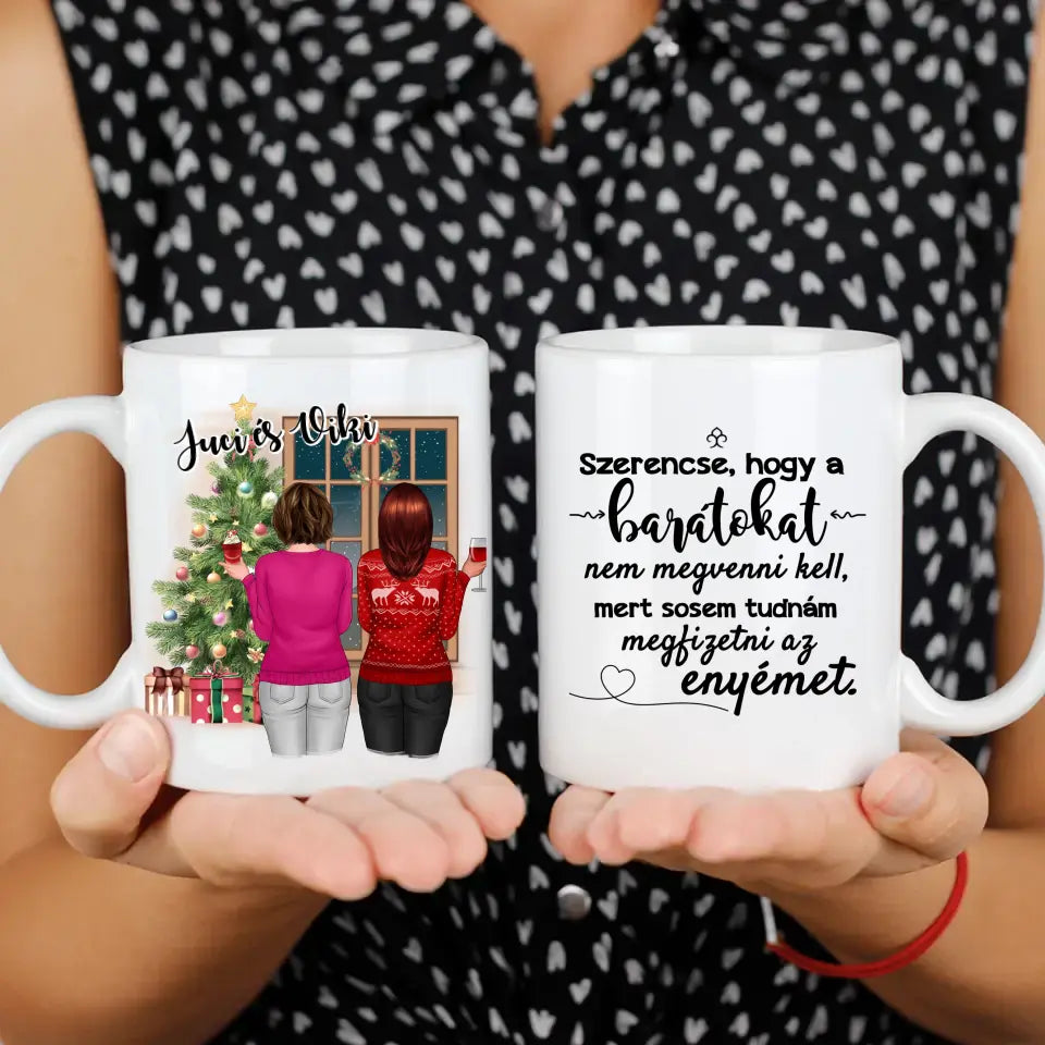 Karácsonyi legjobb barátnők háttal bögre