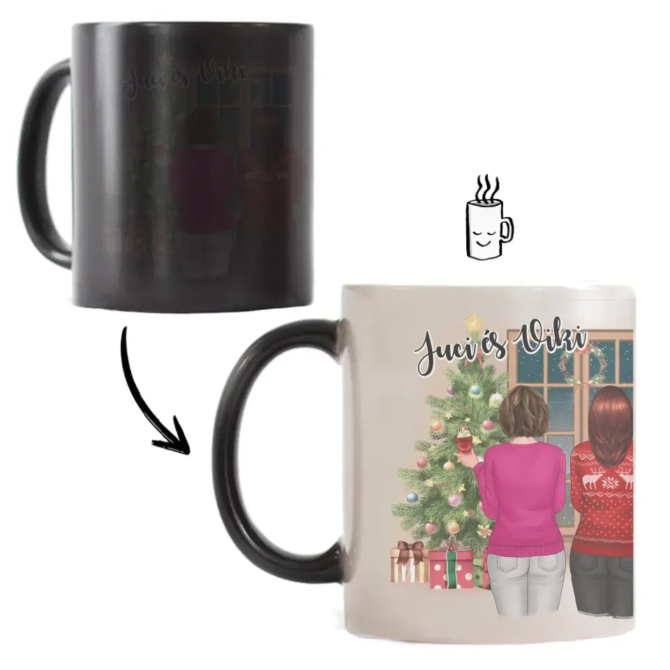 Karácsonyi legjobb barátnők háttal bögre