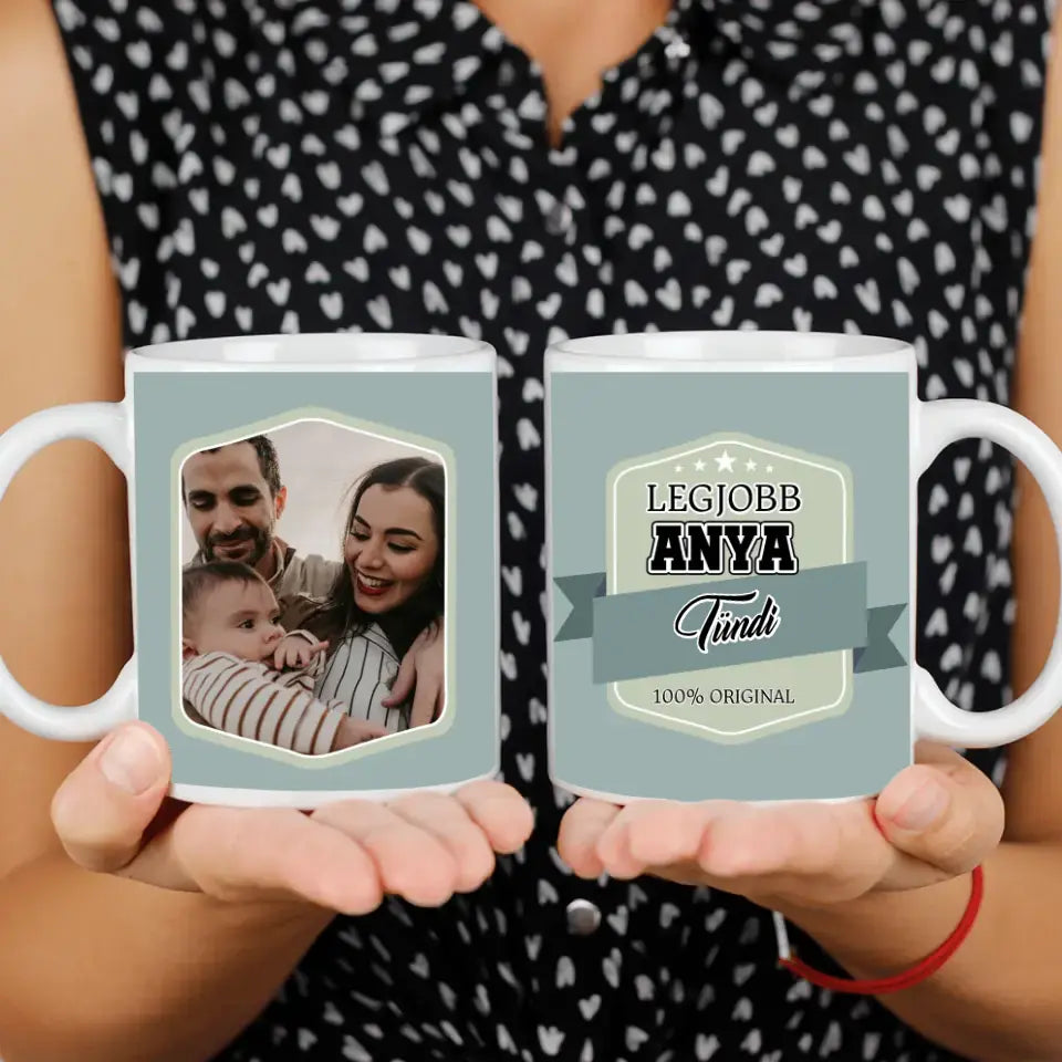 A legjobb Anya bögre egyedi képpel és névvel