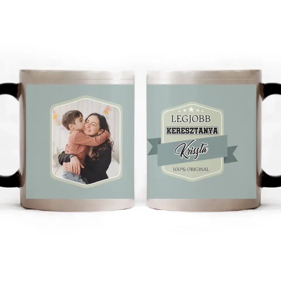 A legjobb Keresztanya bögre egyedi képpel és névvel