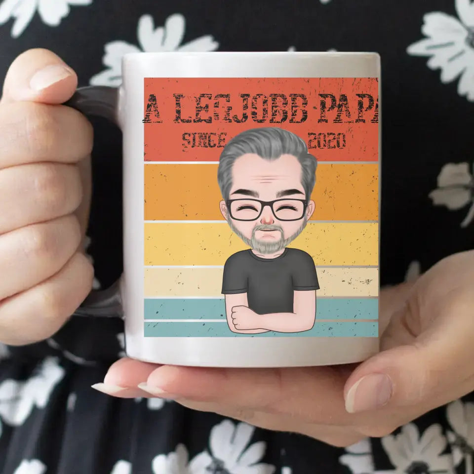 A legjobb Papa bögre szerkeszthető karakterekkel