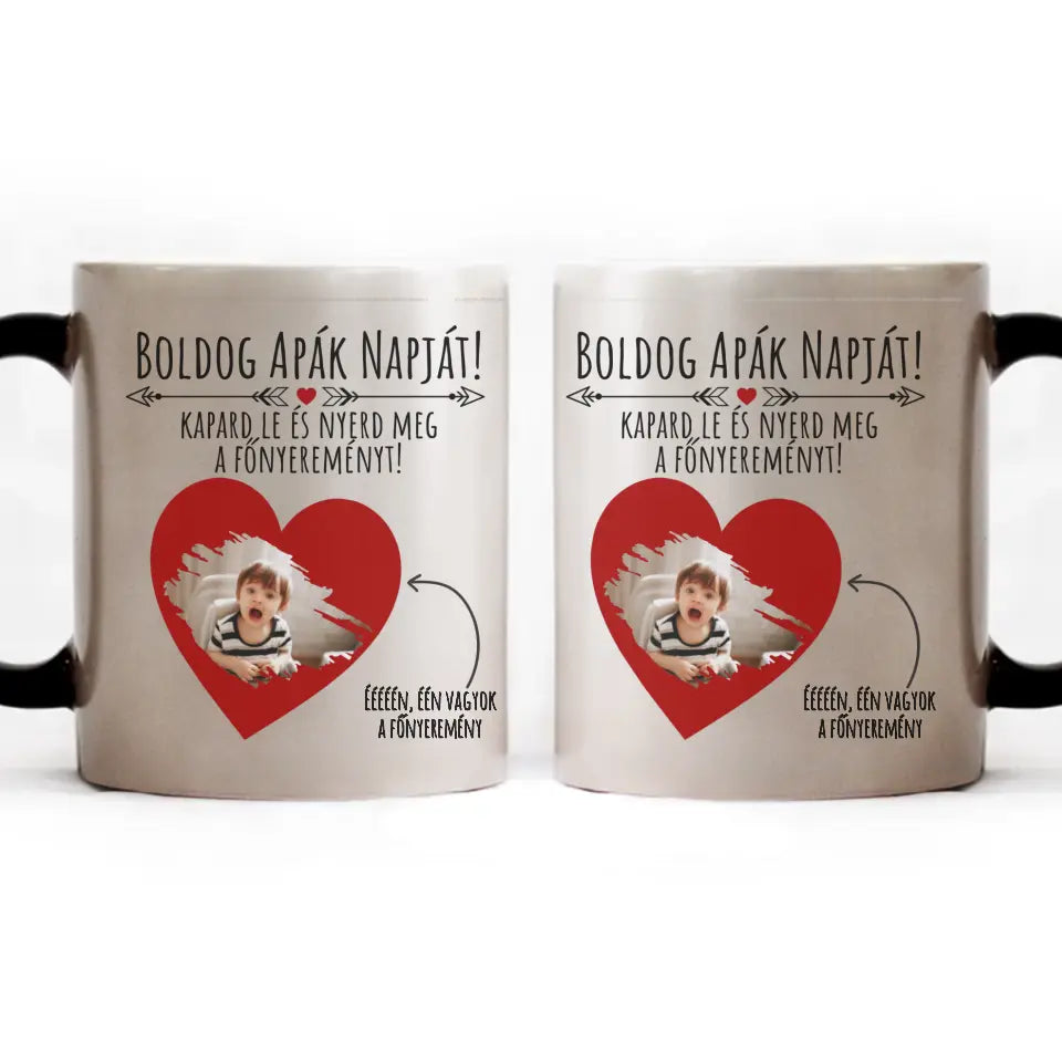 Vicces Apák napi fényképes ajándék Főnyeremény bögre