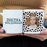 Egyedi képes focis szülinapi bögre gyerekeknek