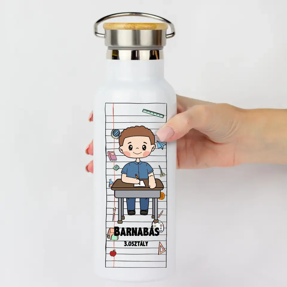 Bambusz fedeles kulacs fiúknak szerkeszthető mintával