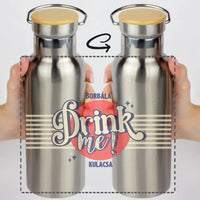 Bambusz fedeles egyedi kulacs felirattal és névvel - drink me