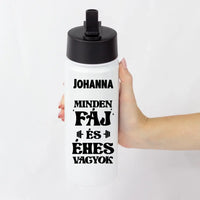 Szívószálas edzős motivációs kulacs saját névvel