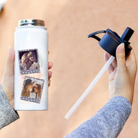 Szívószálas polaroid fényképes kulacs felirattal