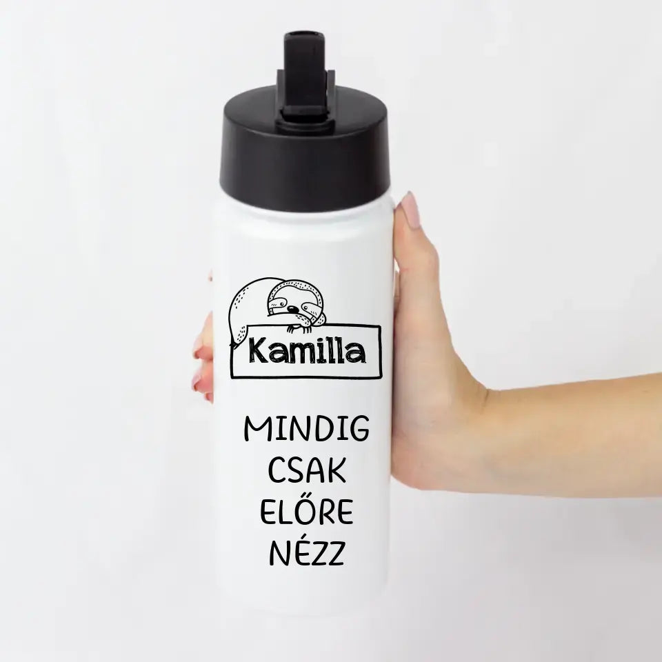Szívószálas állatos kulacs gyerekeknek névvel