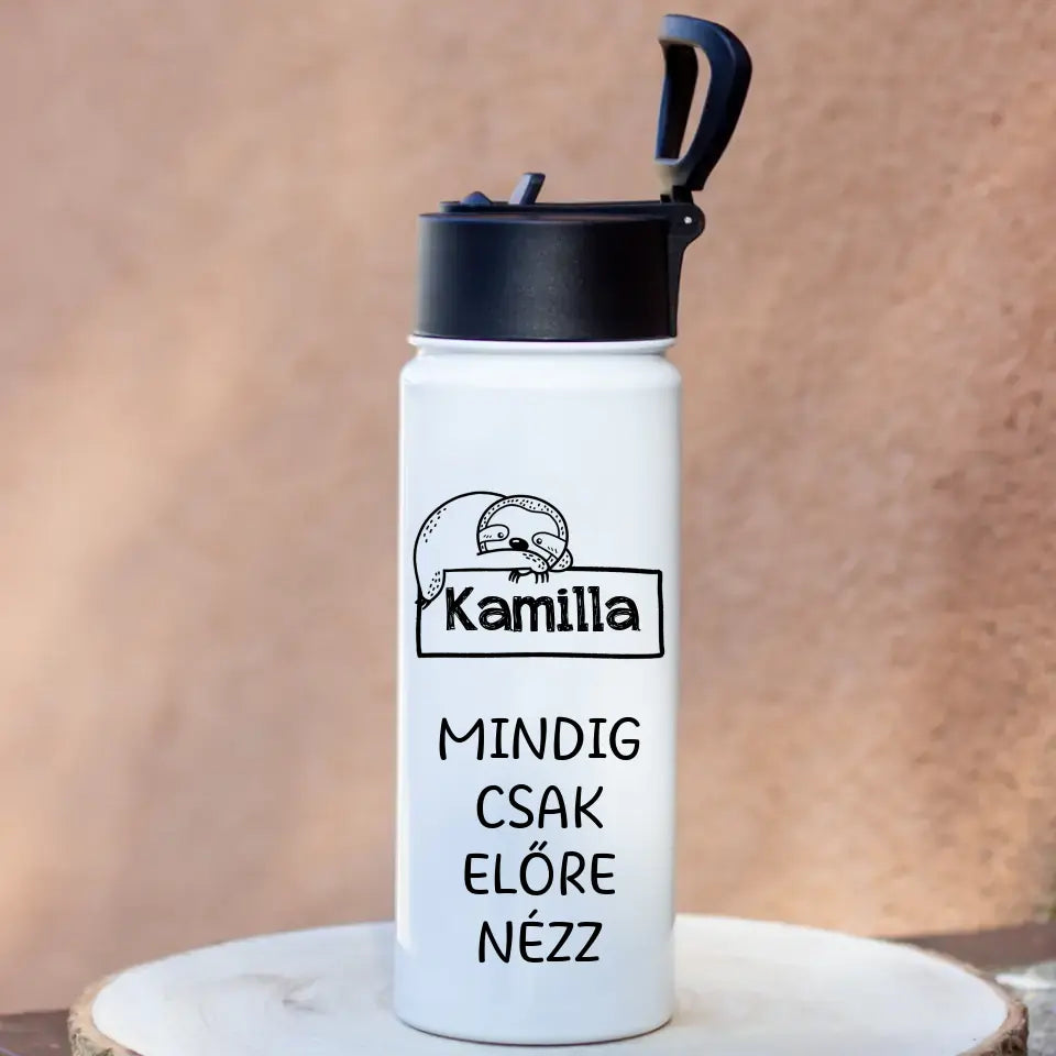 Szívószálas állatos kulacs gyerekeknek névvel