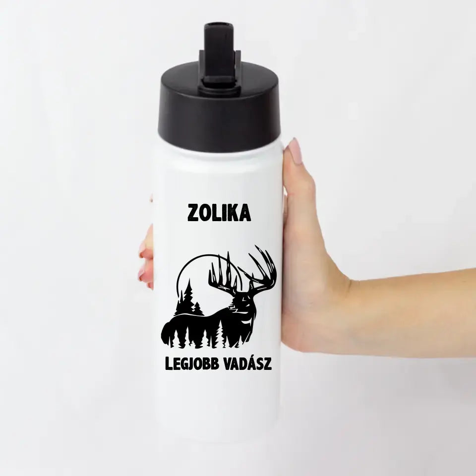 Szívószálas szarvas mintás kulacs férfiaknak