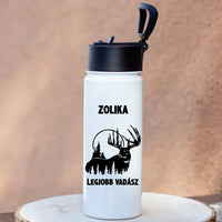 Szívószálas szarvas mintás kulacs férfiaknak